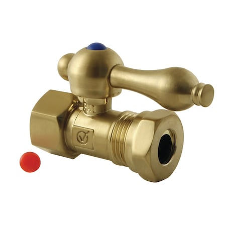 Kingston Brass CC44157 Quarter Turn Valve (1/2-Inch FIP X 1/2-Inch or 7/16-Inch" Slip Joint), Brushed Brass CC44157